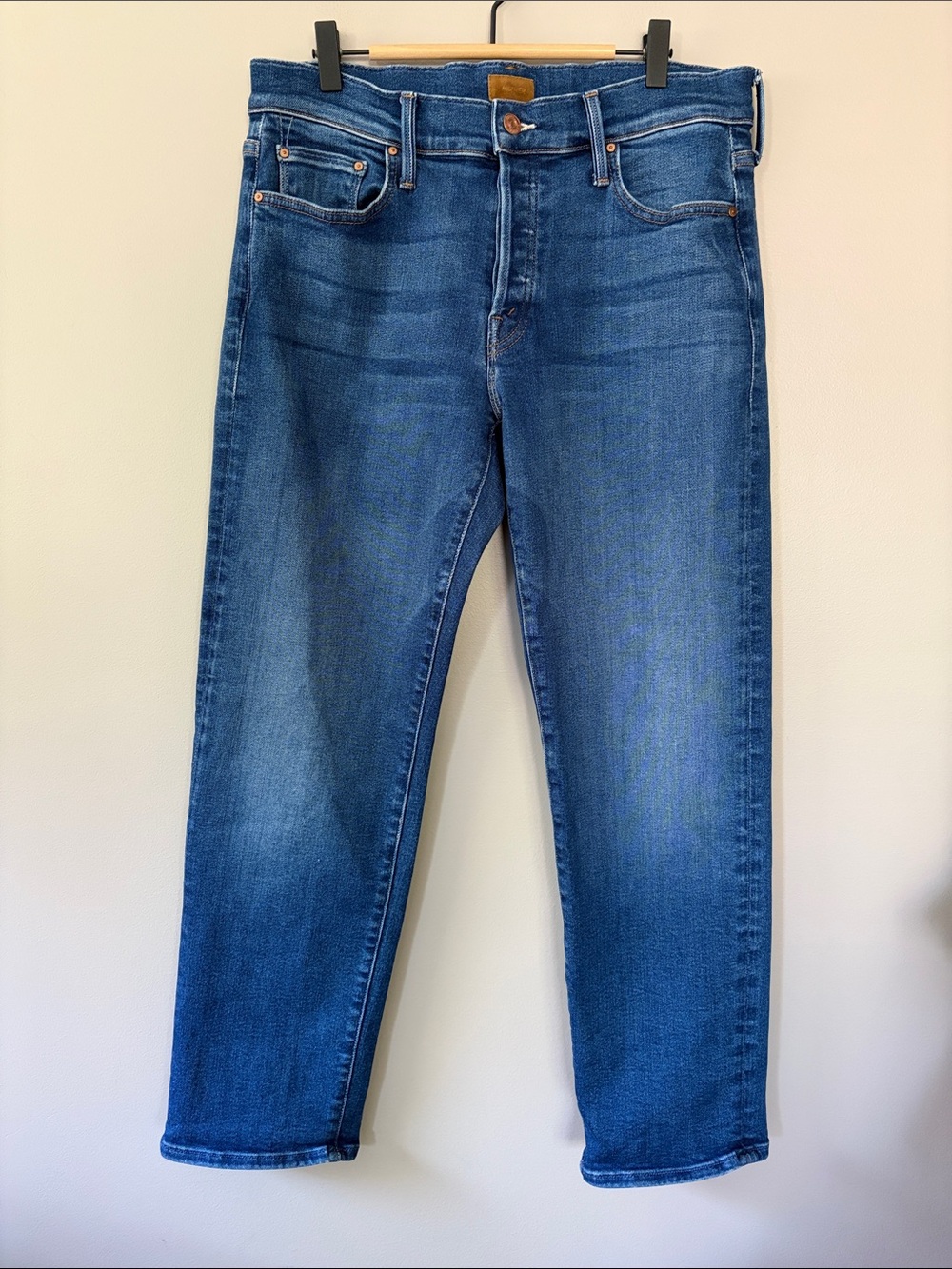 Mother The Slider Hover Coastal Colors Wash Size 31 Blue Denim Straight Leg